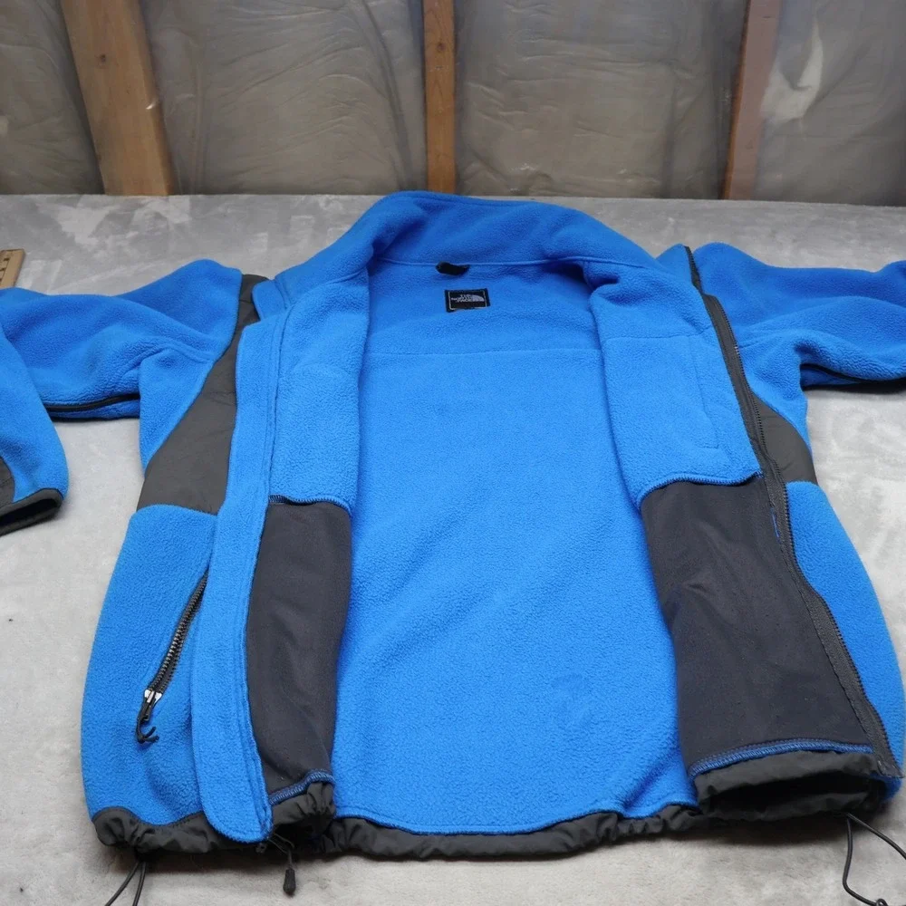 North Face Denali Jacket Men XL Blue Black Polartec Insulated Fleece Heavyweight